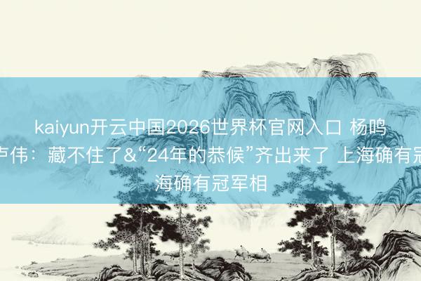 kaiyun开云中国2026世界杯官网入口 杨鸣嘲谑卢伟：藏不住了&“24年的恭候”齐出来了 上海确有冠军相