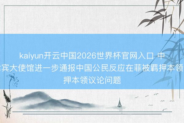 kaiyun开云中国2026世界杯官网入口 中国驻菲律宾大使馆进一步通报中国公民反应在菲被羁押本领议论问题