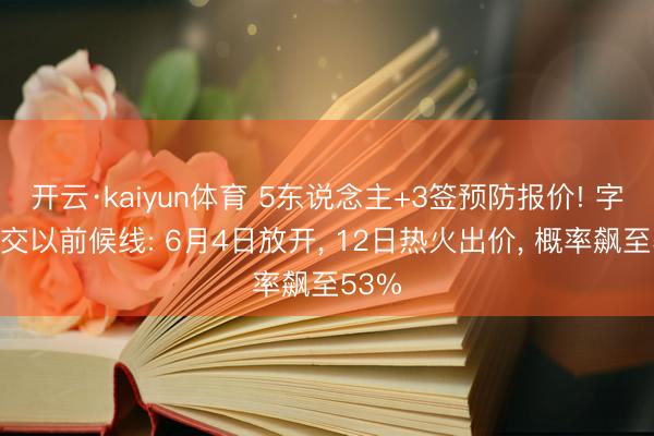 开云·kaiyun体育 5东说念主+3签预防报价! 字母哥交以前候线: 6月4日放开， 12日热火出价， 概率飙至53%